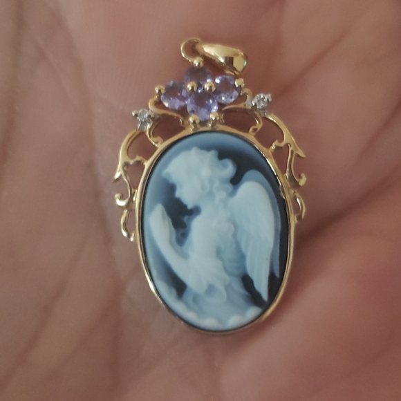 BEAUTIFUL PENDANT 14 KT CAMEO ANGEL - Picture 1 of 4